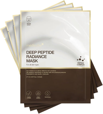 Medicube Deep Peptide Radiance Mask | Hydrating, Elasticity-Enhancing, & Plumping Facial Mask | Quadruple Peptide & Hyaluronic Acid | Vegan-Approved Sheet Mask | K-Beauty Skincare ($2.50 Each)