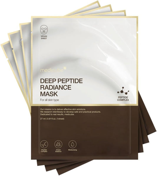 Medicube Deep Peptide Radiance Mask | Hydrating, Elasticity-Enhancing, & Plumping Facial Mask | Quadruple Peptide & Hyaluronic Acid | Vegan-Approved Sheet Mask | K-Beauty Skincare ($2.50 Each)