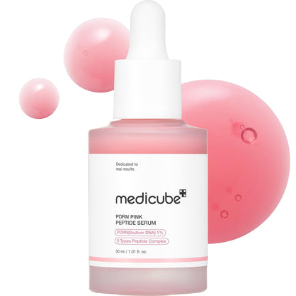 Medicube PDRN Pink Peptide Serum with Salmon DNA | Pink Glow Serum with Peptides & Niacinamide for Hydration & Firm-Looking Skin | Uneven Tone Care | Korean Skincare, 1.01 fl. Oz