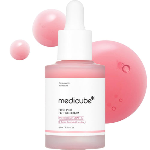 Medicube PDRN Pink Peptide Serum with Salmon DNA | Pink Glow Serum with Peptides & Niacinamide for Hydration & Firm-Looking Skin | Uneven Tone Care | Korean Skincare, 1.01 fl. Oz