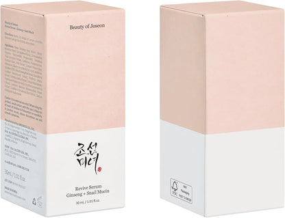 Beauty of Joseon Revive Snail Mucin Ginseng Serum Hydrating Peptide Facial Moisturizer Dark Spot Acne Scar Remover for Sensitive Face. Korean Skin Care for Men and Women, 30ml, 1fl. Oz