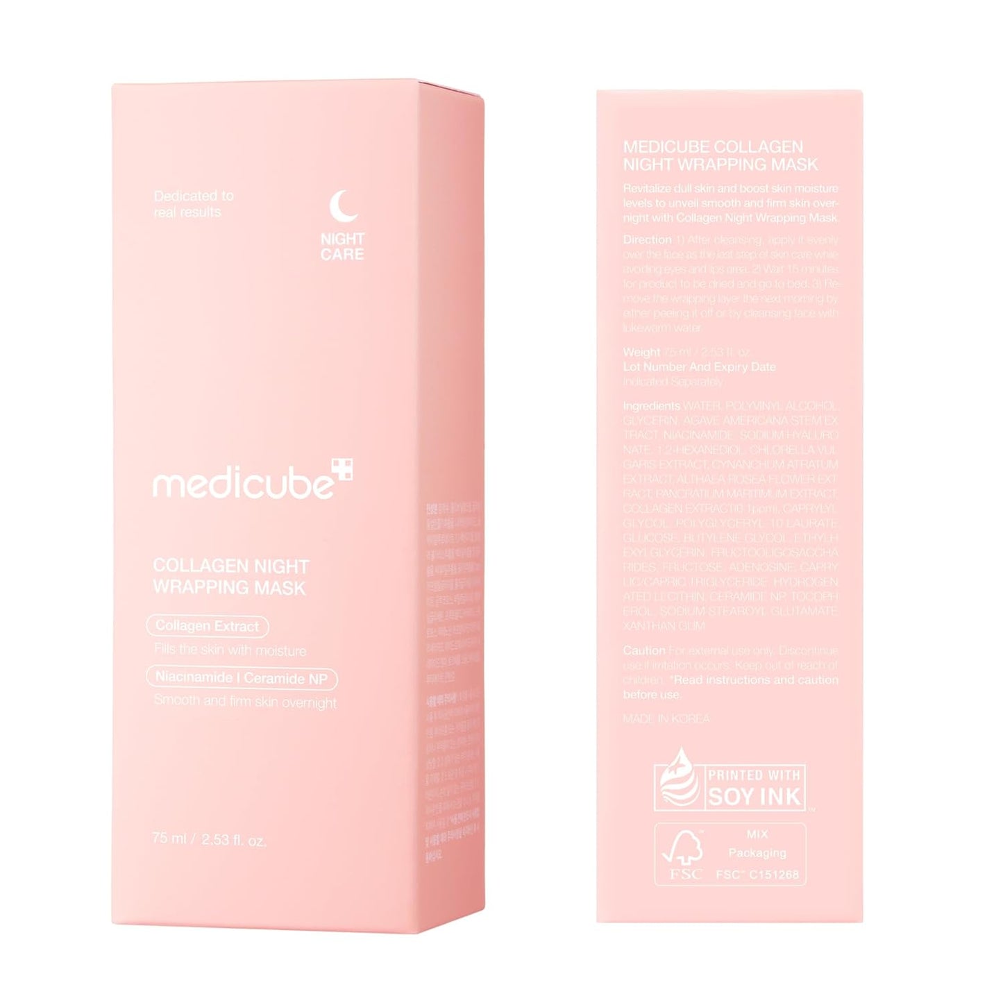 Medicube Wrapping Mask Collagen Overnight Peel Off Facial Mask | Elasticity & Hydration Care, Reduces Sagging & Dullness | Hydrolyzed Collagen For Glowing Skin | Korean Skin Care, 2.53 fl.oz