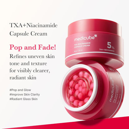 Medicube Capsule Cream with TXA + Niacinamide | Dual Radiance Moisturizer Ideal for Use After Spot Care, Uneven Skin Tone & Texture & Hydration | 99% Pure Tranexamic Acid | Korean Skincare, 1.94 oz