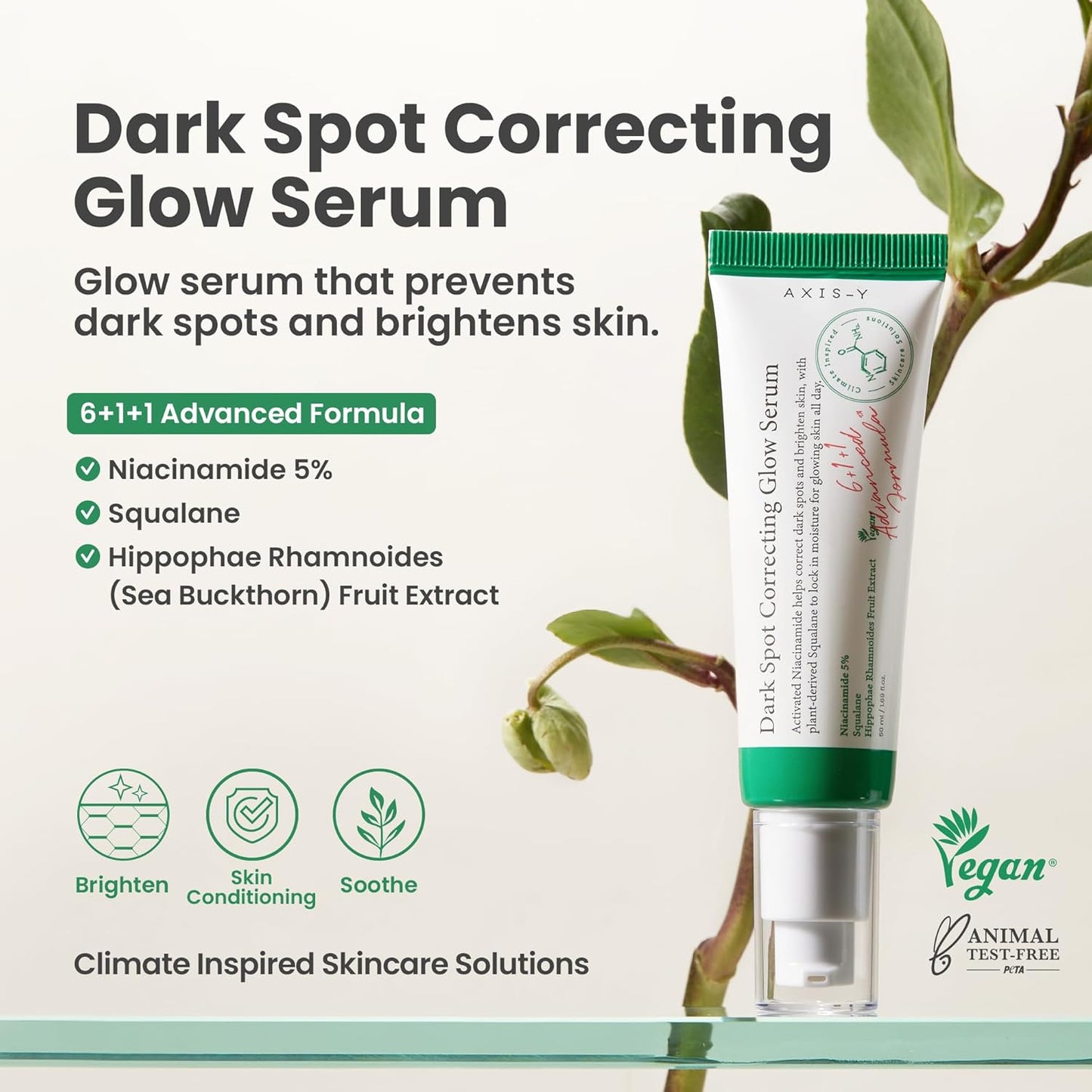 AXIS-Y Dark Spot Correcting Glow Serum - 5% Niacinamide Dark Spot Remover For Face - Vegan Korean Skin Care Niacinamide Serum for All Skin Types (1.69 fl. oz.)