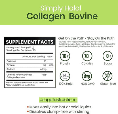 Collagen Bovine Powder for Women & Men Type I & III for Hair, Skin, Nail, Joint & Digestive Support – Grass-Fed, Unflavored, 25 Servings (16 OZ)