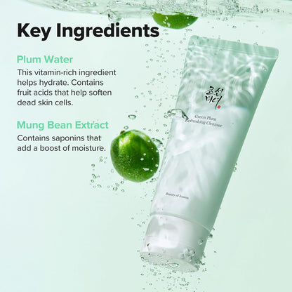 Beauty of Joseon Green Plum Refreshing Cleanser Gel Type Deep Pore Cleansing, Acne Face Wash, Blackhead Remover for All Skin Types, Korean Skincare 100ml, 3.38 fl.oz